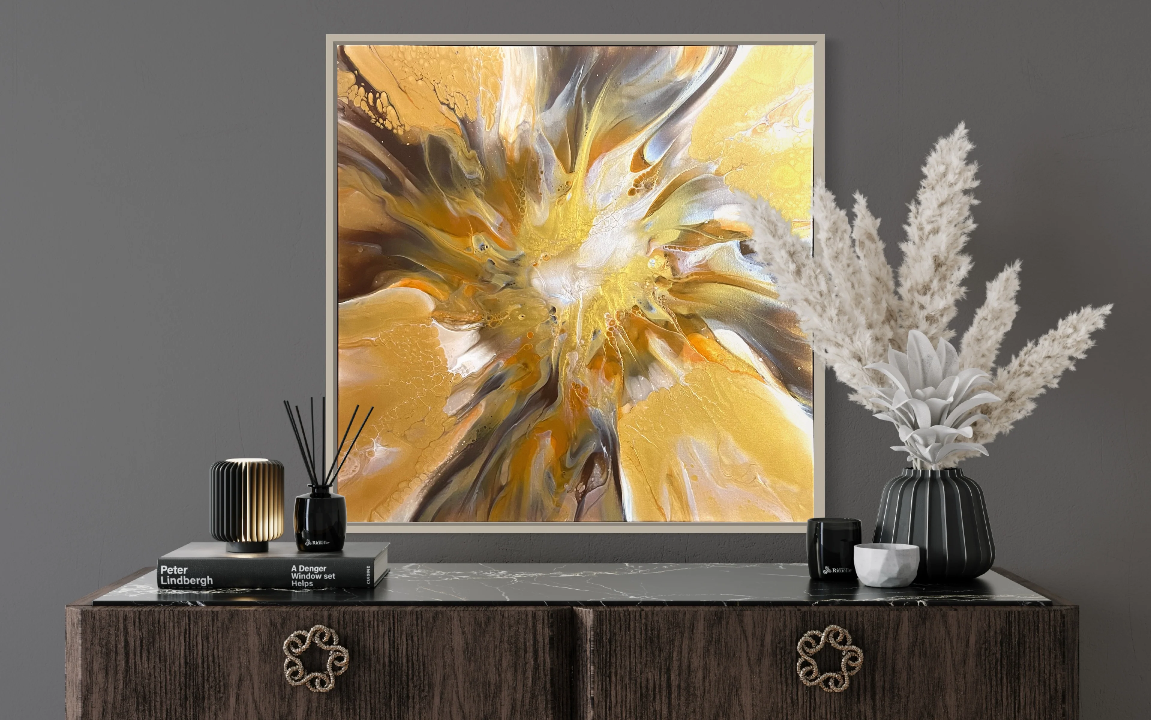 “Gilded symphony” 80x80cm - Image 6
